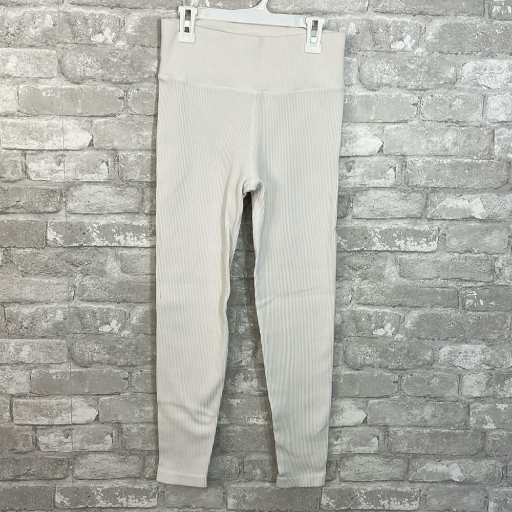 Aerie White Ribbed 7/8 Leggings High Rise